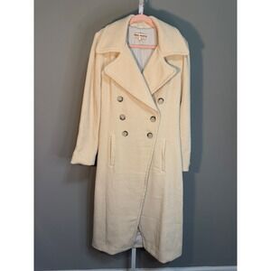 Free People Cream Heavy Corduroy Double Breasted Coat Jacket Women's‎ Large Wool